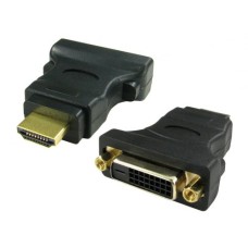   	  	DVI-D 25 pin female to HDMI 19 pin male adaptor for converting HDMI device signals into DVI-D, audio is not carried via the DVI-D connector.    	   