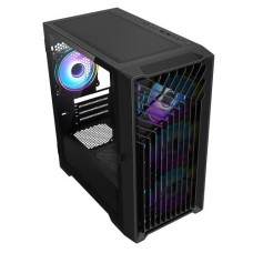   	  	  	Stylish Black Micro ATX Gaming Case w/ Glass Side Panel and 4x ARGB Fans    	  		Micro ATX  	  		Grill/Mesh Front  	  		Full tempered glass side panel  	  		3 front 120mm ARGB fans  	  		1 rear 120mm ARGB fan  	  		Up to 240 mm radiator support  