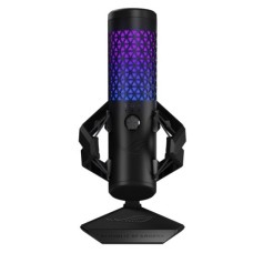   	  		  		   	  		Professional cardioid condenser gaming microphone features a studio-grade 25 mm condenser capsule, 192 kHz / 24-bit sampling rate, high-pass filter, built-in pop filter, premium metal shock mount, and ASUS Aura Sync RGB lighting.  