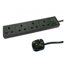   	  	  	2m 4 Port Surge Protected UK Power Extension - Black    	  		This power extension block is perfect for home or office use, with a 2M cable and surge protection.       	   