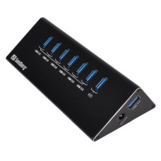   	  	     	6 data ports + 1 charge port. AC power supply included.  	     	Sandberg USB 3.0 Hub enables you to attach more USB 3.0 peripherals to your computer. The hub features built-in overload protection of your computer’s USB 3.0 port