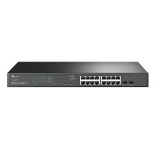   	  	  	  	JetStream 18-Port Gigabit Smart Switch with 16-Port PoE+    	     	  		150 W PoE Budget: 16x 802.3at/af-compliant PoE+ ports with a total power supply of 150 W*.  	  		Full Gigabit Ports: 16x gigabit PoE+ ports and 2× gigabit SFP Sl