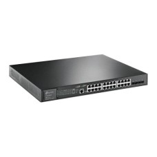   	  	JetStream 24-Port Gigabit and 4-Port 10GE SFP+ L2+ Managed Switch with 24-Port PoE+    	     	  		10G Lightning-Fast Uplink: 4x 10 Gbps SFP+ slots enable high-bandwidth connectivity and non-blocking switching capacity.   	  		384 W PoE Bud