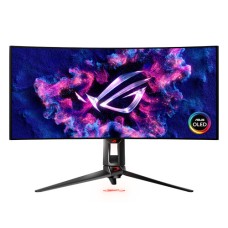   	     	ROG Swift OLED PG34WCDM gaming monitor - 34-inch (33.9 inch viewable, 3440 x 1440) 800R curved OLED panel, 240 Hz, 0.03ms (GTG) response time, G-SYNC compatible, custom heatsink, uniform brightness, ROG Smart KVM, 90W Type-C, and ASUS Displa