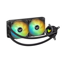   	     	TUF Gaming LC 240 ARGB all-in-one liquid CPU cooler with Aura Sync and dual TUF Gaming 120 mm ARGB radiator fans    	     	  		TUF Gaming radiator fans with grooved-blade design for optimized airflow and reduced noise  	  		NCVM-coated 