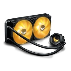   	  	TUF Gaming LC 240 RGB all-in-one liquid CPU cooler with Aura Sync, and dual TUF 120mm RGB radiator fans    	  		TUF Gaming radiator fans with fan blade groove design for optimized airflow and reduce fan noise.  	  		NCVM-coating pump cover accentuat